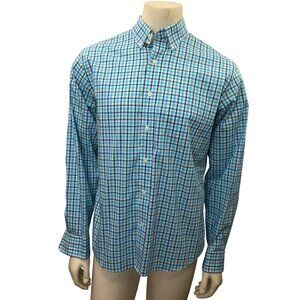Lands End Mens Traditional Fit Plaid Button-Down‎ Shirt M Cotton Blend